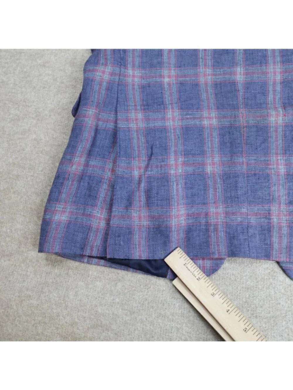 Tommy Hilfiger Sport Coat Jacket 40L Blue Plaid 100% Linen